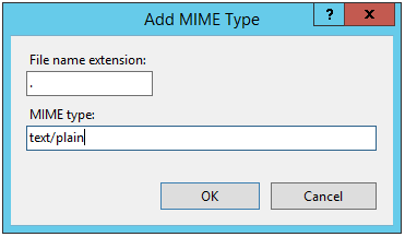 Adding a MIME type for extensionless files in IIS